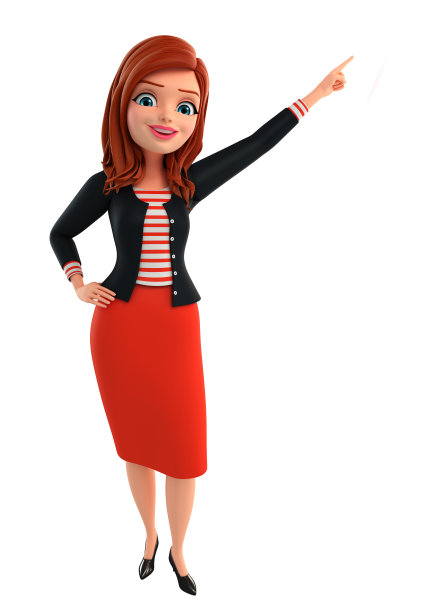 年轻的公司女士，摆着指指点点的姿势图片下载