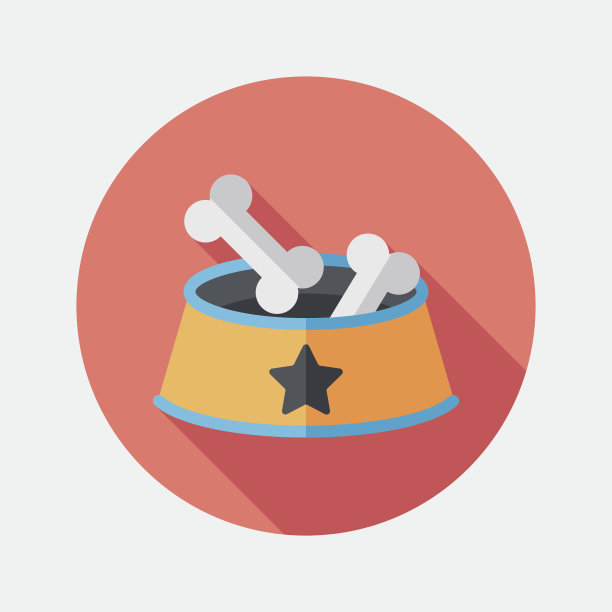 宠物骨平面图标与长影子，eps10图片下载