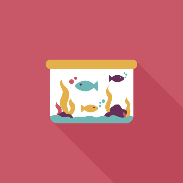 宠物鱼扁平图标与长影子，eps10图片下载