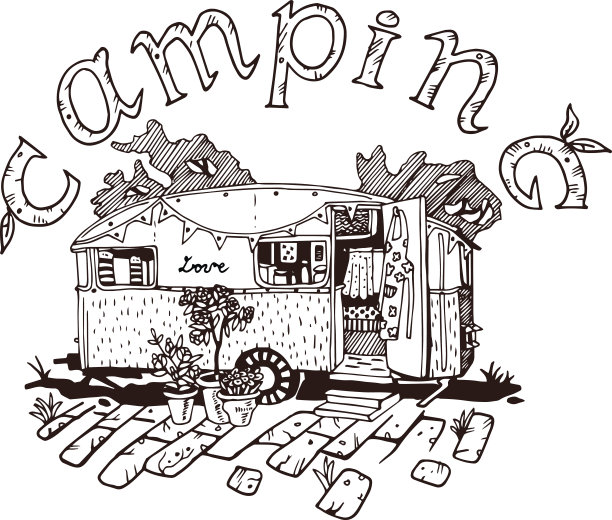 野营车，复古风格图片下载