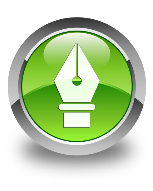 笔图标亮绿色圆形按钮图片下载