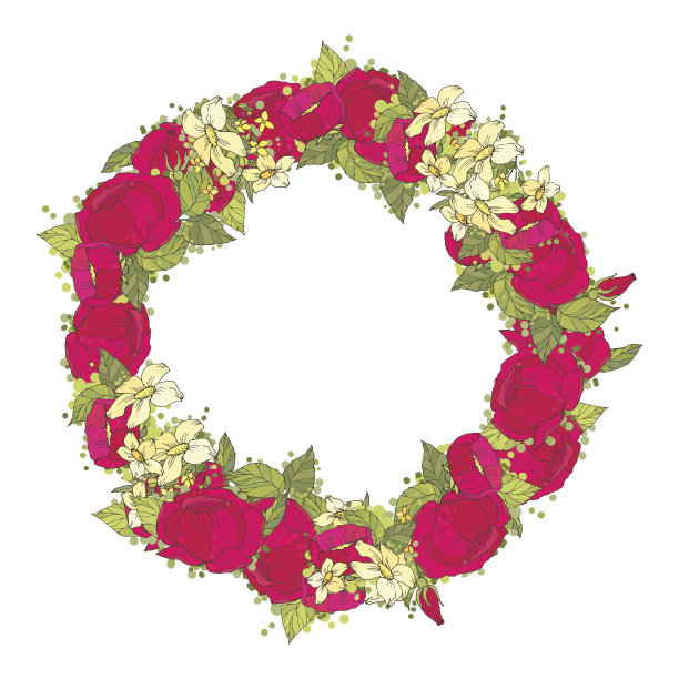 水彩花花环图片下载