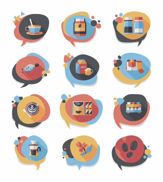 咖啡气泡演讲平面横幅设计平面背景设置，eps图片下载