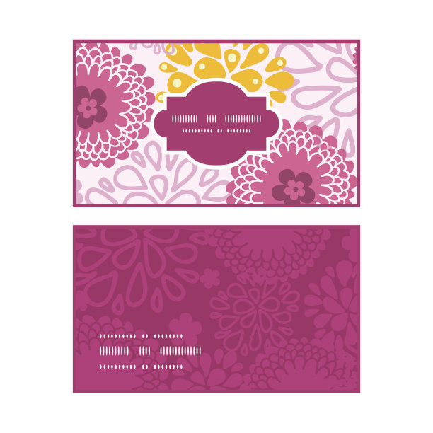 矢量粉田花横向框架模式名片套图片下载