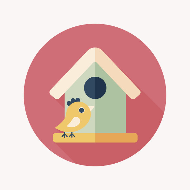 宠物鸟屋的图标与长影子，eps10图片下载