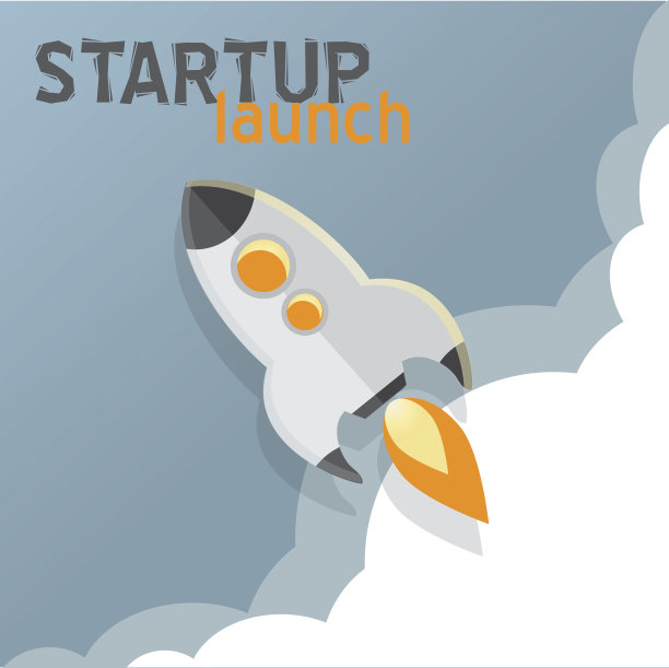 启动发射火箭概念矢量插图在平面设计风格图片下载