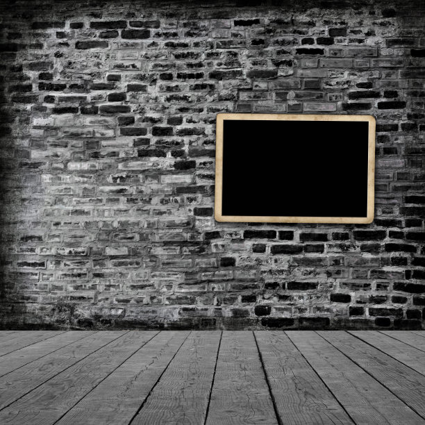砖墙上的空白相框图片下载