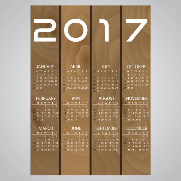 2017木制挂历与白色eps10图片下载