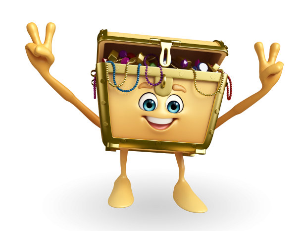 宝箱人物以胜利姿态图片下载