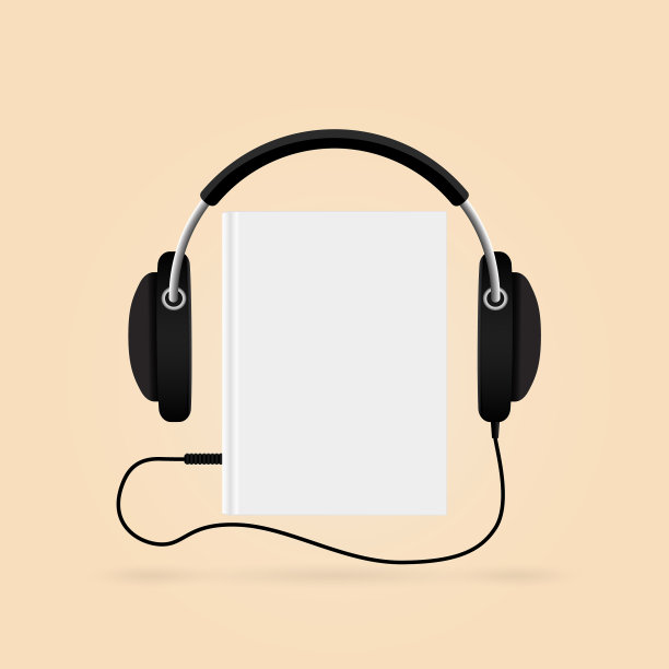 耳机与书籍。有声书的概念。现代技术。图片下载