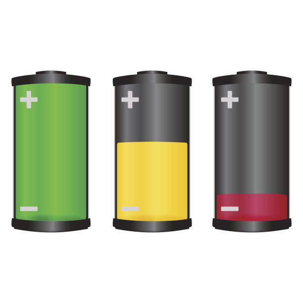 隔离的满、中、低充电电池图片下载