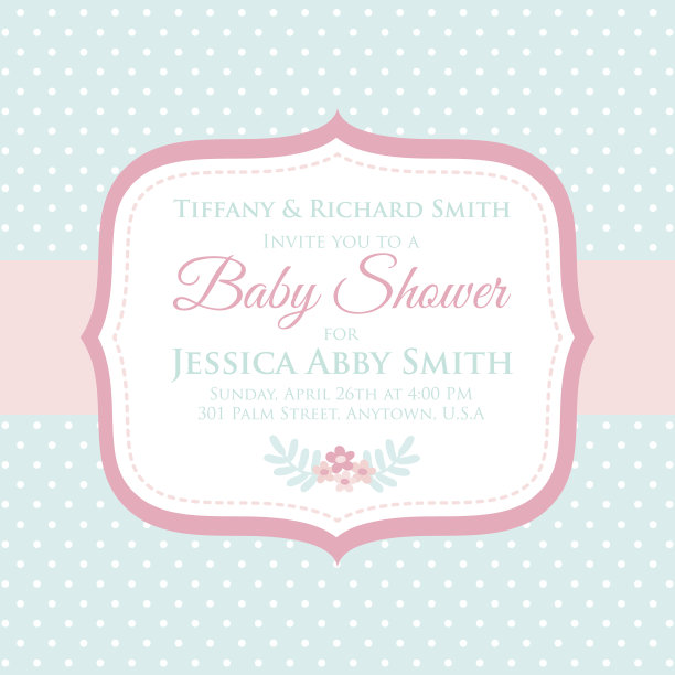 可爱的宝宝送礼会邀请图片下载