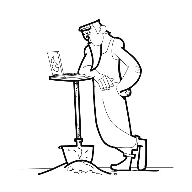 电脑工人铲图片下载