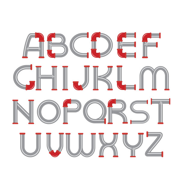 水管字母字符设计模板图片下载