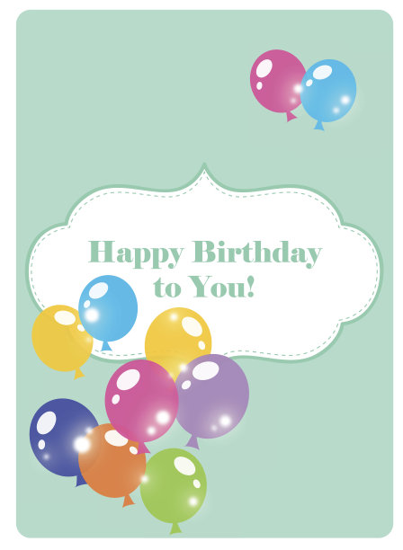 彩色气球生日贺卡图片下载