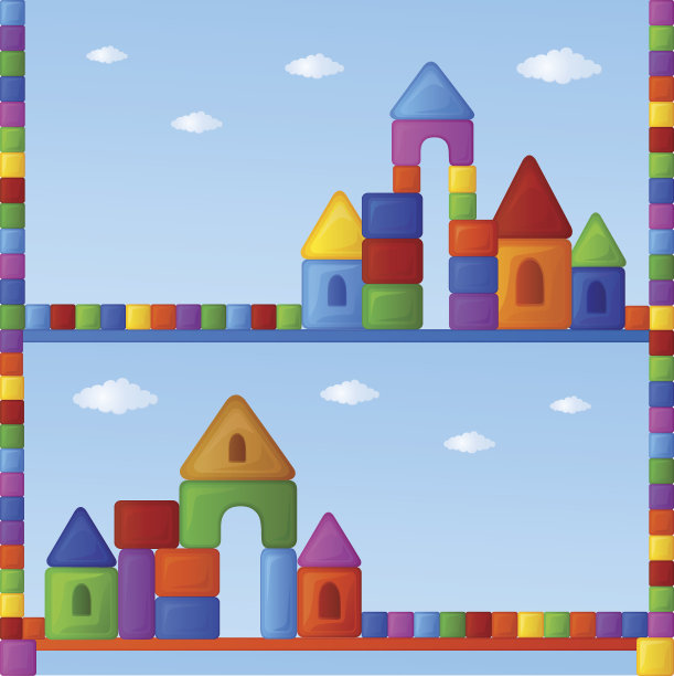 童稚的无缝图案与色彩斑斓的建筑套件图片下载
