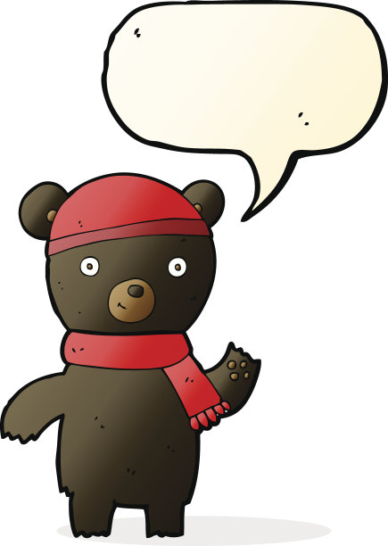 卡通挥舞的黑熊与讲话气泡图片下载