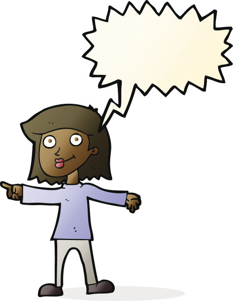 卡通快乐的女人用言语指着泡泡图片下载