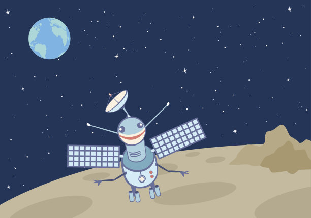 月球上的人造卫星机器人。图片下载