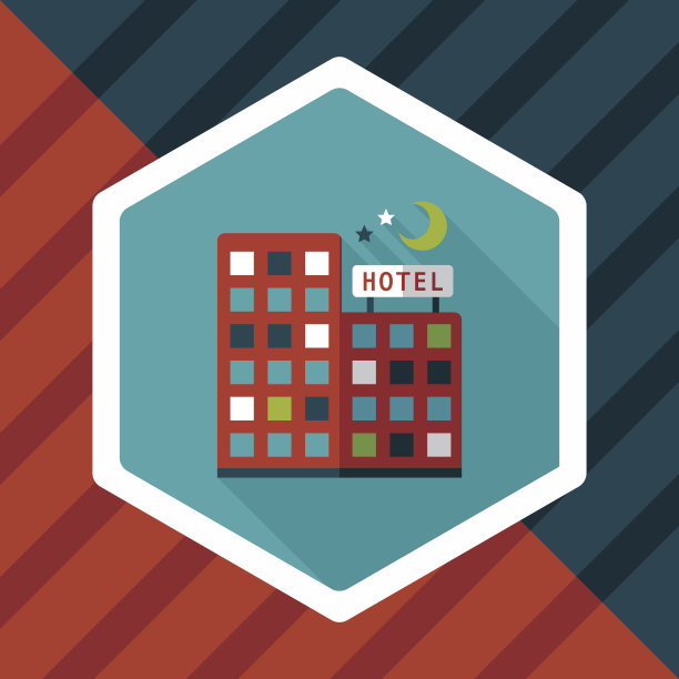 酒店平面图标与长影子图片下载