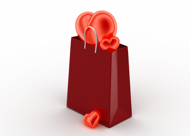 心形标志购物袋图片下载