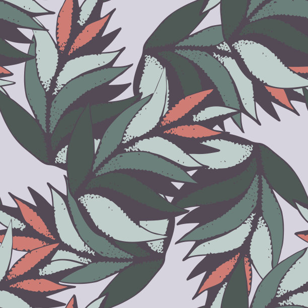 来自有明亮叶子的植物的无缝图案素材图片