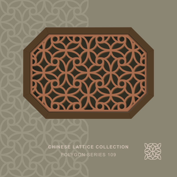 中式窗饰多边形框109圆螺旋图片下载