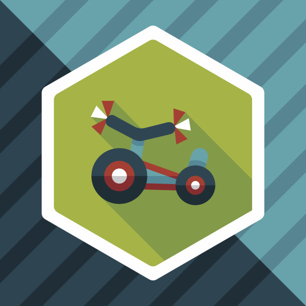 儿童三轮车平面图标与长影子，eps10图片下载