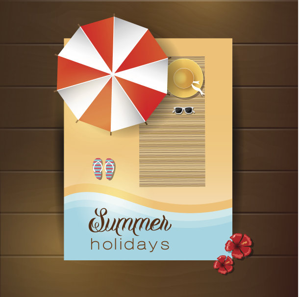 明信片暑假。图片下载