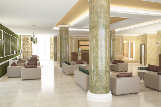大堂吧室内设计的3d渲染图片下载