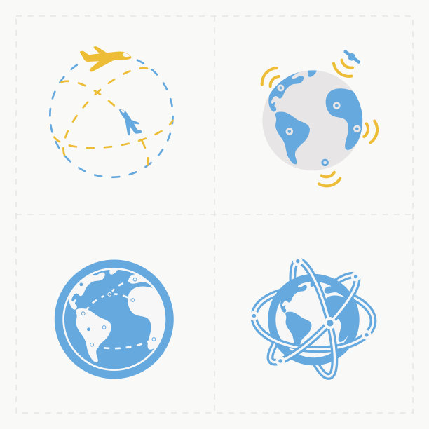 白色背景上的地球矢量图标集图片下载