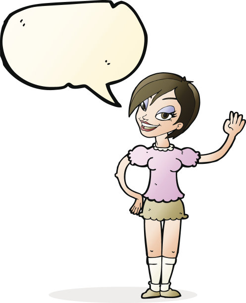 卡通挥舞着女人说话泡泡图片下载