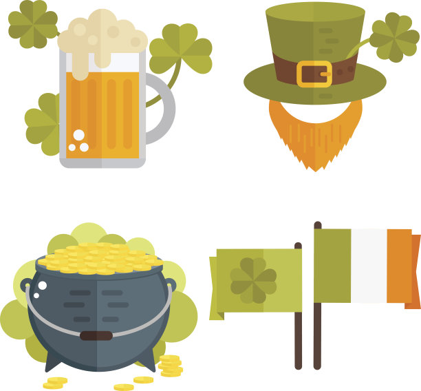 圣派翠克节的矢量平面图片下载