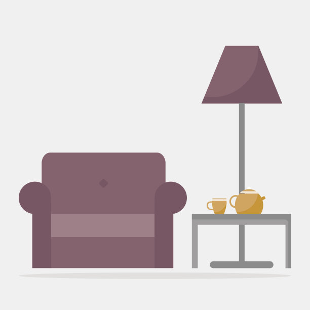 扶手椅，咖啡桌，落地灯。图片下载