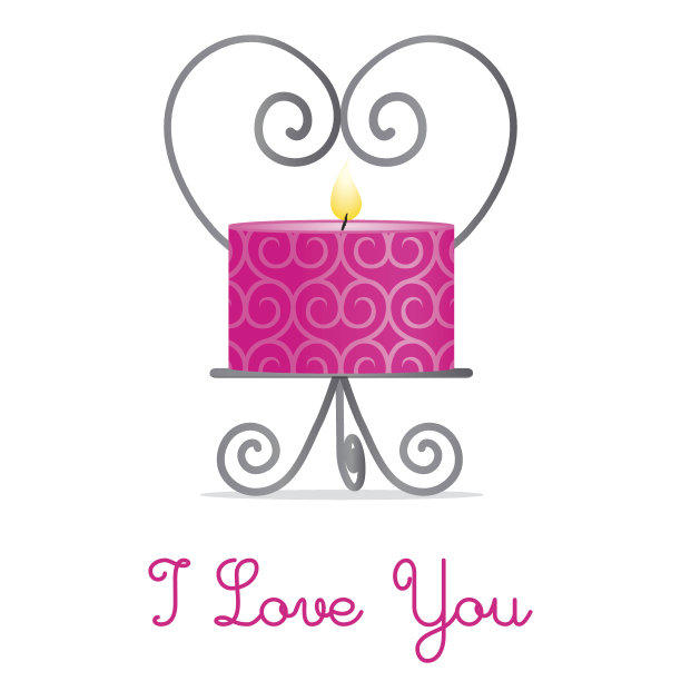 “我爱你”蜡烛和卡片设计图片下载