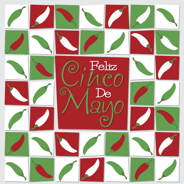 五月节辣椒卡片矢量格式。图片下载