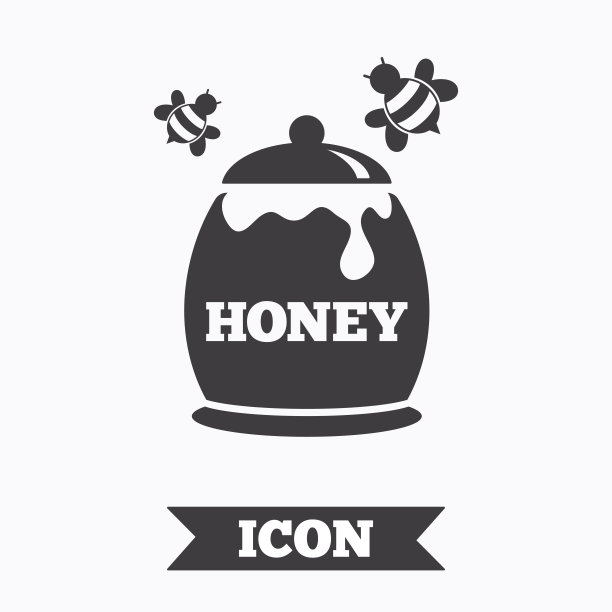 蜂蜜在锅标志图标。甜蜜的天然食品。图片下载