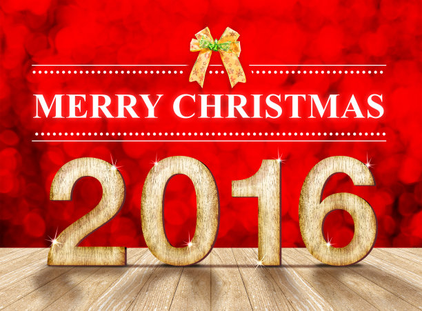 2016年圣诞快乐，在木屋和红景图片下载