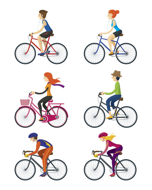 自行车手，男人，女人，人们图片下载