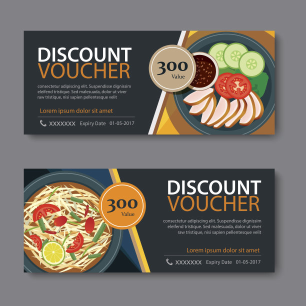 折扣券模板与泰国食品平面设计图片下载