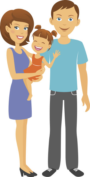 母亲和父亲与女儿幸福的家庭图片下载