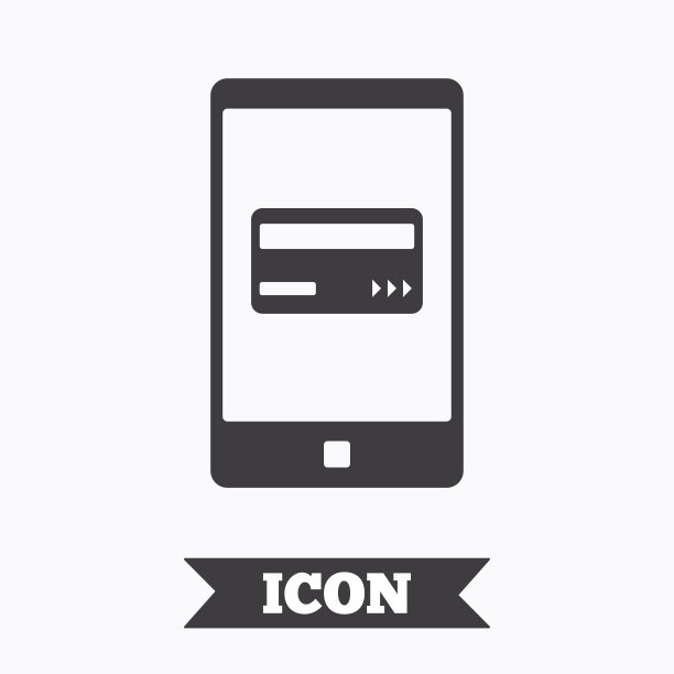 移动支付图标。智能手机与卡。图片下载