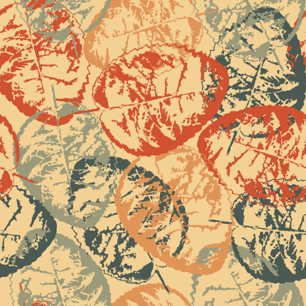 垃圾图案与树叶在橙色的背景图片下载