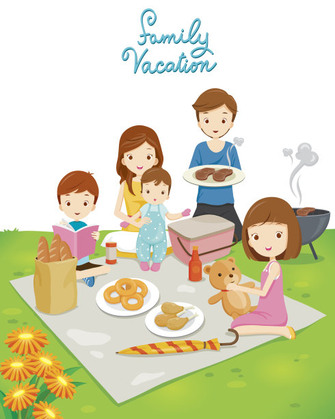 家庭野餐在公共公园图片下载