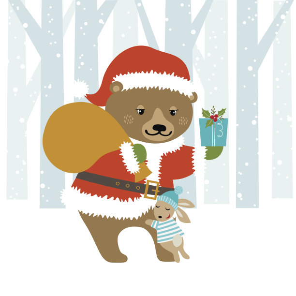 熊圣诞老人图片下载