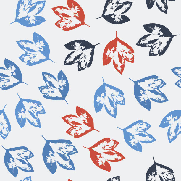 无缝图案与树叶在寒冷的背景图片下载