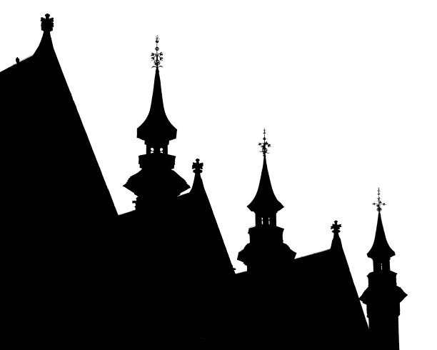 布鲁日古城天际线单色剪影图片下载
