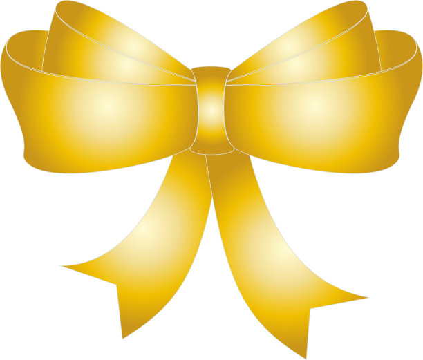 金色的弓，孤立在白色的背景，插图图片下载