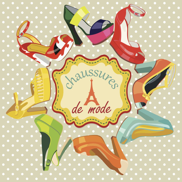 彩色时尚女装高跟鞋。标签在法国图片下载