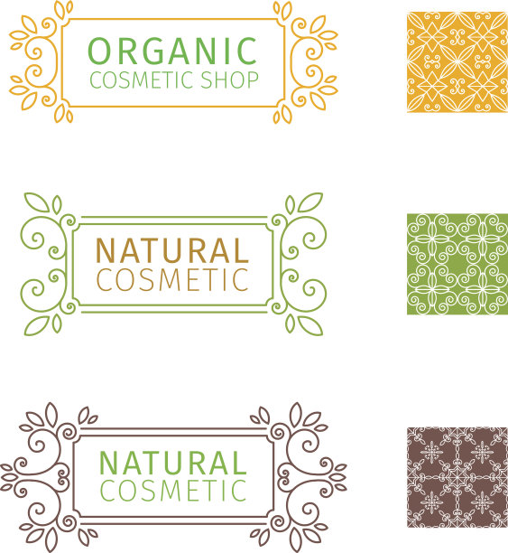 一套装饰框架与自然化妆品漩涡。图片下载